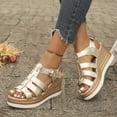 thumbnail image 5 of Rokment Platform Wedge Gladiator Sandals for Women 2026 Classic Vintage Casual Metallic Leather Open Toe Ankle Strap Chunky High Heels Fisherman Dressy Summer Shoes Roman Beach Gold Size 5.5, 5 of 9