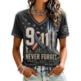 thumbnail image 2 of AHMOMEI Women 9.11 25th Anniversary Shirt Never Forget 911 Tshirts American Flag Courage Hope Memorial Women's Short Sleeve Tops XXL, 2 of 6