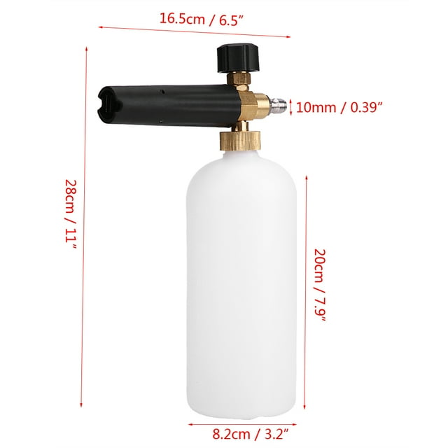 Lanza de Espuma para Nieve Ajustable, Botella de 1l para Boquilla de Lavado de Coches, Pulverizador, Lavadora A Presión