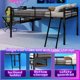 thumbnail image 3 of Cama de loft de metal de tamaño completo con escritorio incorporado y tira de luz led, marco de cama de loft con barandillas de seguridad, 3 of 5
