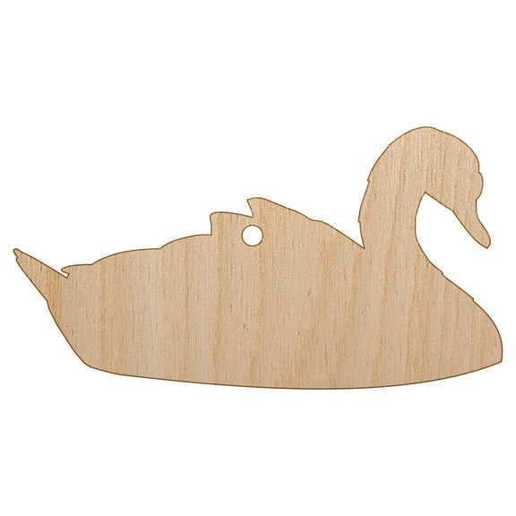Swan Swimming Solid Wood Holiday Christmas Tree Ornament Unfinished DIY Pre-Drilled Craft