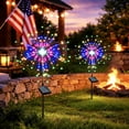 thumbnail image 2 of 2 Pack Solar Firework Lights Outdoor, 120 LED Multicolor 8 Modes Waterproof Garden Stake Lights for 4th of July Yard Decor, 2 of 12