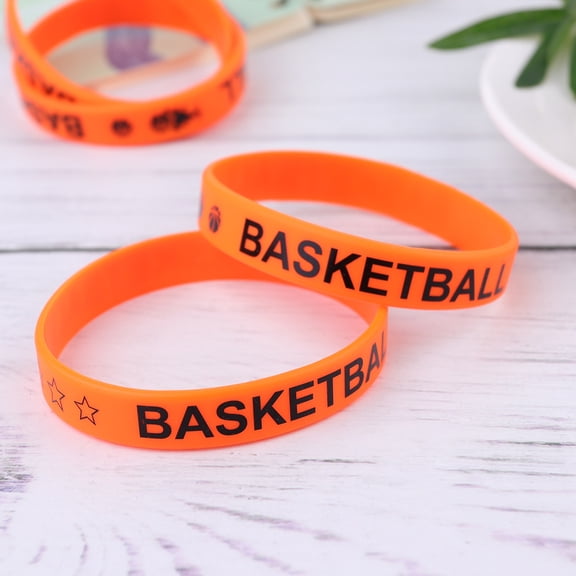 KAKOWELY 25Pcs Basketball Wristband Orange Silicone Solid Color Wristwear For Theme Party Carnival