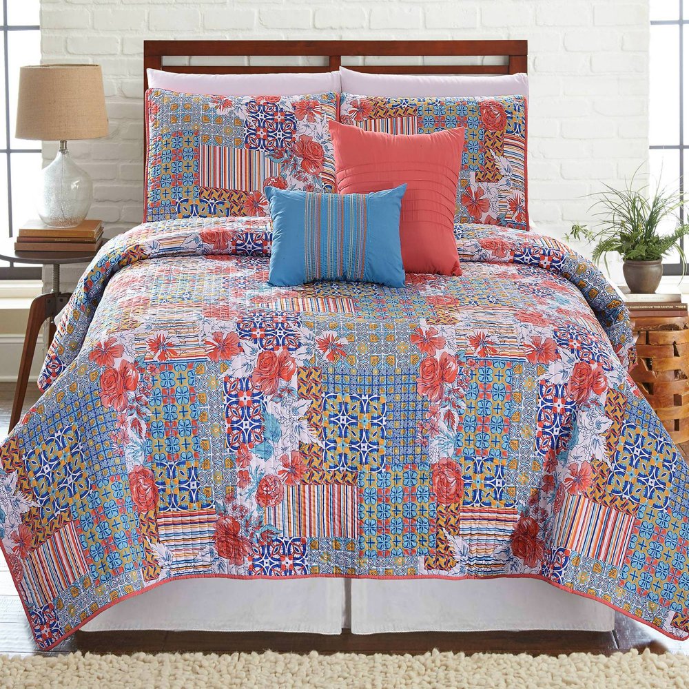 5 Piece Printed Reversible Quilt Set Bellanova