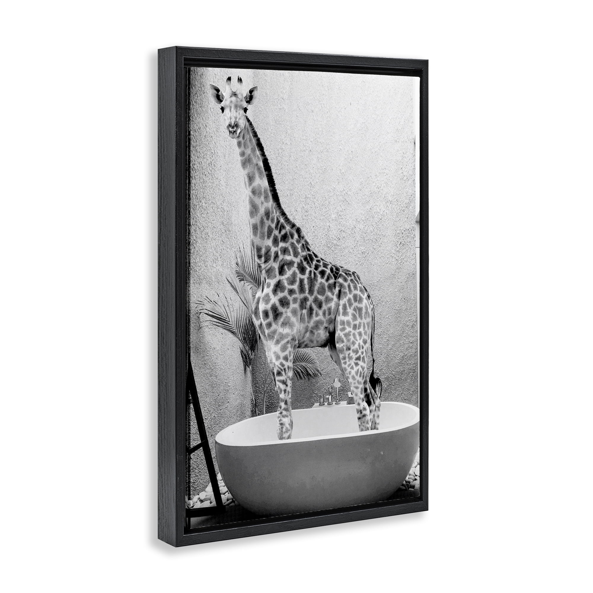 Stupell Industries Safari Bath Standing Tall Black Framed Floater Canvas Wall Art, design by SD Graphics Studio