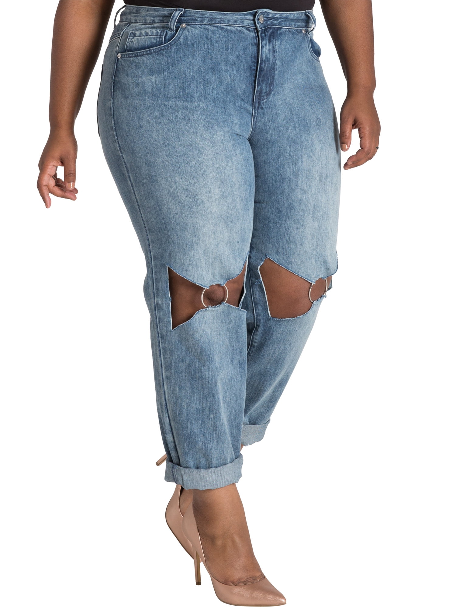 knee cut out jeans