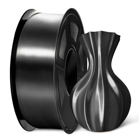 SUNLU PLA Silk Black Filament 1.75mm 3D Printer Filament, 1KG 2.2 LBS Spool, Shiny Metallic PLA Silk Filament