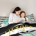 thumbnail image 5 of Homewish Romantic Perfume High Heels 7-Piece Twin Bedding,Chic Paris Fashion Bedding Comforter Set,Teal,Black Reversible, 5 of 8