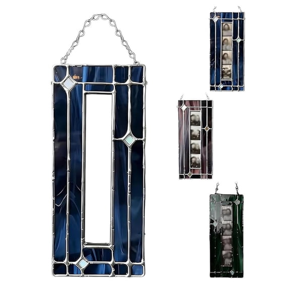 Handmade Stained Glass Photobooth Frame - Vertical Hanging Photo Booth Strip Frame - Copper Art Photo Strip Glass Picture Frame for 2x6 Inch Photo Strips, Unique Gift for Weddings & Memories