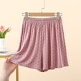 thumbnail image 2 of Women Pajama Shorts Polka Dots Print Lyocell Summer Wide Leg Elastic Waist Casual Sleep Bottom, 2 of 5