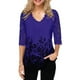 thumbnail image 2 of Jumpingount Blusa Camiseta Manga 3/4 Cuello Estampado Encaje Mujer Blusa Verano Top Prendas para la parte del cuerpo Azul 5XL Jumpingount AP002096-40, 2 of 5