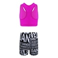 thumbnail image 3 of YONGHS Kids Girls Gymnastics Sports Outfits Racer Back Crop Top Booty Shorts Set A Rose&Black 3-4, 3 of 7