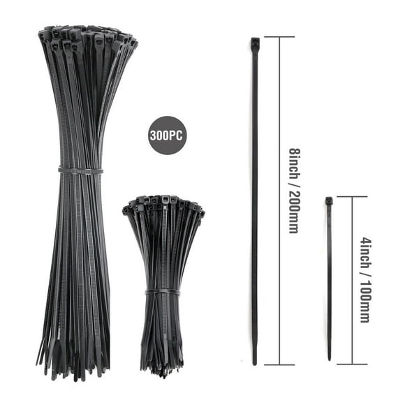 WorkPro Assorted 4 inch and 8 inch Cable Ties 300 Piece, Nylon<br>Easy and economical