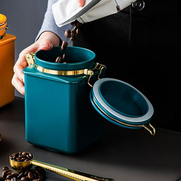 Tarro de Almacenamiento Sellado, Bote de Café, Mantenimiento Fresco, Gran Capacidad para Granos de Café, , Azúcar, de Alimentos Sec , azul azul perfecl Tarro de almacenamiento