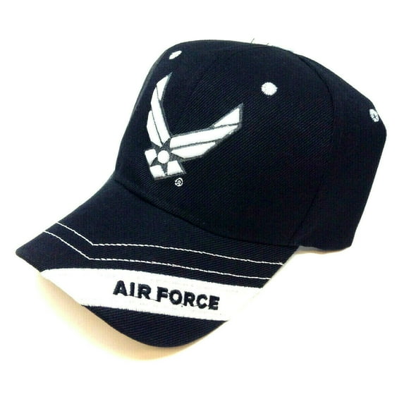 United States Air Force 3D Wings Logo Stripe Black Adjustable Hat