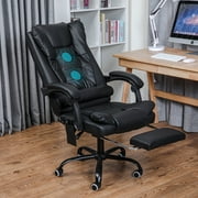 300lb Massage Office Chair Executive PU Leather Computer Desk Chair 135 Degree Reclining Ergonomic Gaming Chair with Footrest