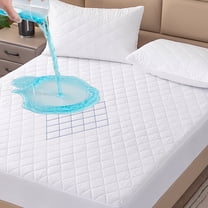 VEGCOO Quilted Fitted Mattress Pad, Twin XL Size, Elastic Fitted Mattress Topper Protector and Cover Stretches up to 20 Inches Deep, Machine Washable (White)