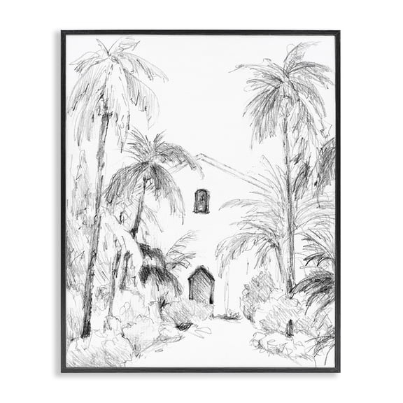 Stupell Industries Island Church Sketch Black Framed Giclee Art, design by Lanie Loreth