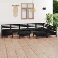 thumbnail image 1 of vidaXL 10 Piece Garden Lounge Set Solid Wood Pine Black, 1 of 5