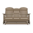thumbnail image 2 of Benjara BM315940 67 in. Sami Outdoor Adirondack Glider Loveseat with Dropdown Cupholders, Brown, 2 of 7