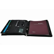Angle View: Premium Woven Leather Organizer Padfolio for Letter Paper and 11-inch Laptop, Black