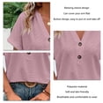 thumbnail image 5 of V Neck Tops for Women Batwing Sleeve Pure Color Fashionable Casual Breathable Button Short Sleeves Tops for Daily Office Dark Pink XL, 5 of 6