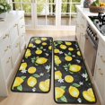 thumbnail image 4 of Kitchen Rugs Sets Of 2,Yellow Lemon Fruit Flowers Black Pattern Anti Fatigue Kitchen Mat Rugs Non Slip Washable,Decorative Kitchen Floor Mats for Kitchen,Sink,Laundry,17"x47"+17"x47", 4 of 5