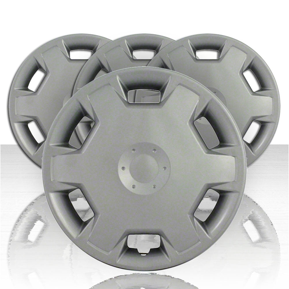 Set of Four 15" Silver Hubcap Wheel Covers for 2007-2009 Nissan Versa (Push-on)