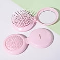 thumbnail image 3 of Cepillo de pelo plegable Trikeel con espejo compacto rosa, 3 of 3