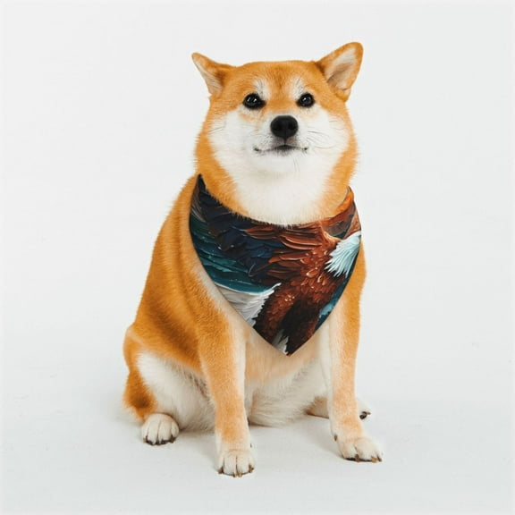 Easygdp Textured Bald Eagle Premium Dog Bandanas Triangle Scarf, Suitable for Small, Medium, and Large Dogs, Dog Pet Apparel.-Small