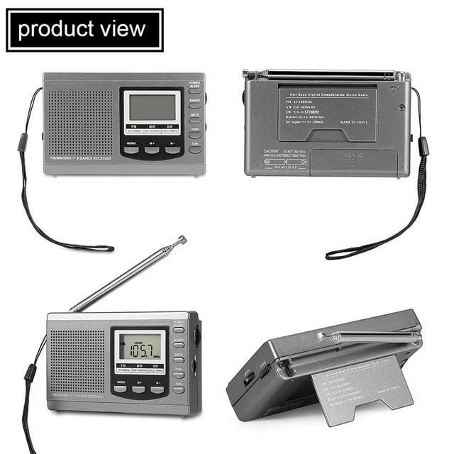 Radio MW, Préréglage de 60 Postes, Haute Sensibilité, Format Compact, Mini Récepteur FM SW Portable avec Réveil Numérique, pour Voyage, Maison, Extérieur
