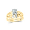 thumbnail image 2 of 10kt Yellow Gold His Hers Round Diamond Square Matching Wedding Set 1/2 Cttw, 2 of 3