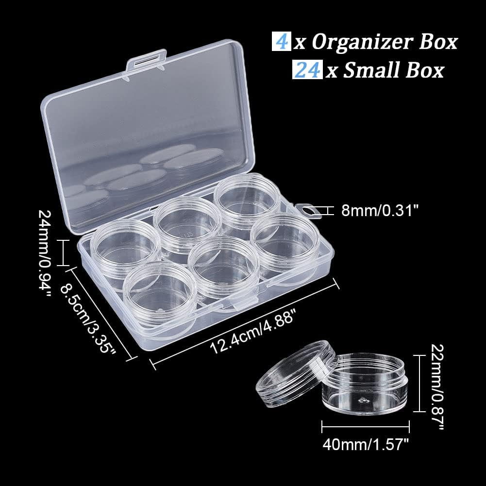 Polypropylene(PP) Beads Organizer Storage Case 6Pcs Polystyrene Removable Individual Box Clear 4x2.2cm 6pcs/set 4 sets/bag