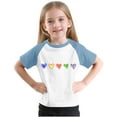 thumbnail image 6 of Piuwrlz Hearts Printed Short T-Shirts Sleeve Kids Girls Round Neck Shirt Printed Fashionable Shirt Top Light Blue Size 7 Years, 6 of 8