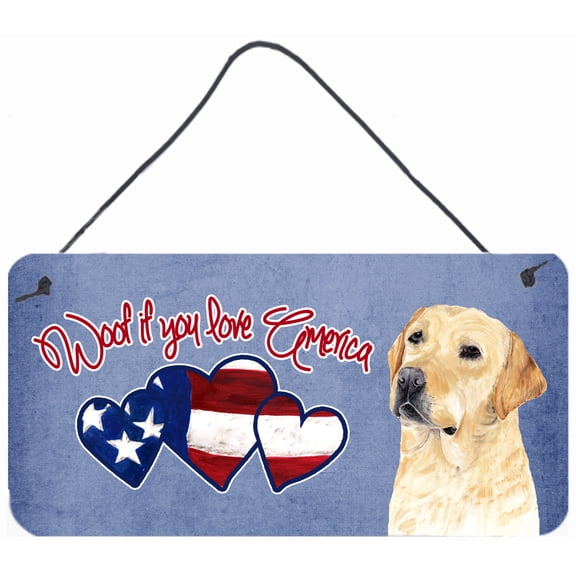 Woof if you love America Yellow Labrador Wall or Door Hanging Prints