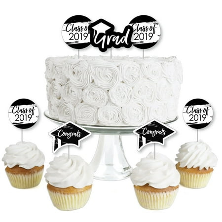 Black & White Grad - Best is Yet to Come - Dessert Cupcake Toppers - 2019 Graduation Party Clear Treat Picks - 24