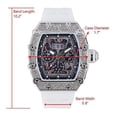 thumbnail image 7 of Charles Raymond Men's Luxury Iced Out Crystals Diamond Watch with Unique Tonneau Shape, Comfortable Silicone Band, Show Your Style Design (ST10526-C White SLV), 7 of 7