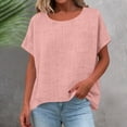 thumbnail image 5 of Ladies Tops 2026 Baggy Boho Tops for Women Casual Summer Holiday Top Plus Size Cotton Linen Blouses Clothing Womens T Shirts for Women Cosy Soft Oversized Short Sleeve Women's Fashion Shirt, 5 of 6