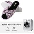 thumbnail image 3 of Women's Slippers Cozy Open Toe Slides Fuzzy SPA Memory Foam House Slippers with Bow, 3 of 7