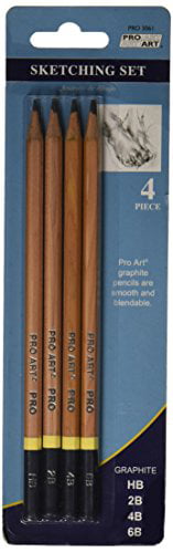 2B 6B PRO ART 54119-197Pro-Art PA306100 Pro Art Sketching Pencils 4/Pkg-HB 4B 