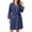 C-Navy Blue, variant on Robe for Women 3/4 Sleeves Lace Trim Knit Lightweight Knee Length Bathrobe Soft Sleepwear Robe with Pockets