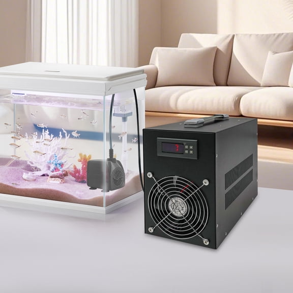 30*14*21.5cm 200W Black Aquarium Chiller Metal Water Chiller Corded for Hydroponics System Refrigeration