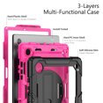 thumbnail image 6 of Case for Samsung Galaxy Tab A8 10.5 Inch 2022 with Screen Protector, 360 Degree Rotating Kickstand Hand Strap Heavy Duty Shockproof Cover with Shoulder Strap, Rose PC, 6 of 7