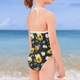 thumbnail image 4 of SEANATIVE Lace Up One Piece Bathing Suit Beach Summer Swimwear Aesthetic Size 7-8 Durable Sunflower Daisy Kids Girls Swimsuit Tankini, 4 of 5
