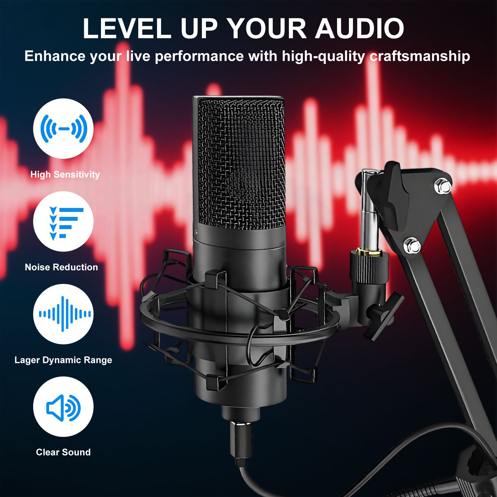 Syenll USB Microphone, PC Podcast Microphone Kit with Arm Stand, Professional Condenser Mic for Recording, YouTube