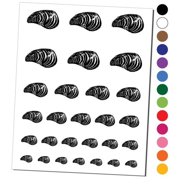 Mussel Bivalve Shellfish Seafood Shell Water Resistant Temporary Tattoo Set Fake Body Art Collection - Purple