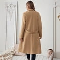 thumbnail image 6 of Women's Long Wool Blend Trench Coat,Classic Notch Lapel Double Breasted Overcoat,Slim Fit Mid-Length Fall Winter Coat for Women,Elegant Formal Outerwear with Pockets,Warm Dressy Longline Coat Coffee, 6 of 6