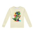 thumbnail image 5 of Pyjamas pour Enfants Garçons Ensemble de Pyjama Imprimé Dinosaure Col Rond Manches Longues Pantalon 2 Pcs Printemps Automne Pyjamas pour Tout-Petits Beige 5 Ans-6 Ans, 5 of 5