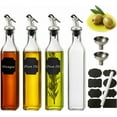 thumbnail image 1 of Dispensador de Aceite Vidrio 500ml Pack 4 Boquilla Anti Goteo Embudo Acero Etiquetas para Cocina Vinagre Líquidos, 1 of 5