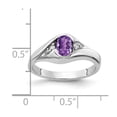 thumbnail image 2 of Solid 14k White Gold 6x4mm Oval Amethyst Purple February Gemstone VS Diamond Engagement Ring Size 7 (.058 cttw.), 2 of 3